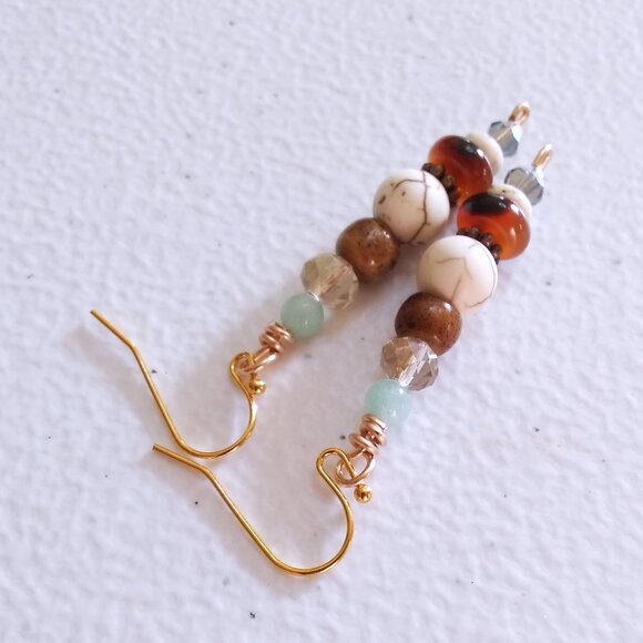 Handmade: Stack Earrings! Beaded Semi-Precious Stones ~ Each Pair is different! - Picture 5 of 7